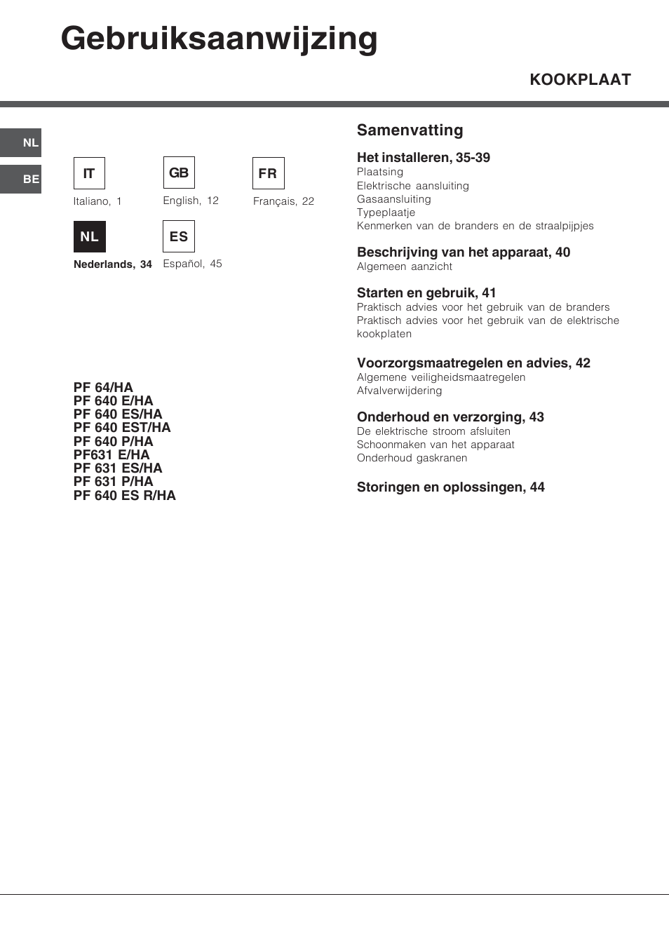 Gebruiksaanwijzing | Hotpoint Ariston PF 640 ES (WH)-HA User Manual | Page 34 / 56