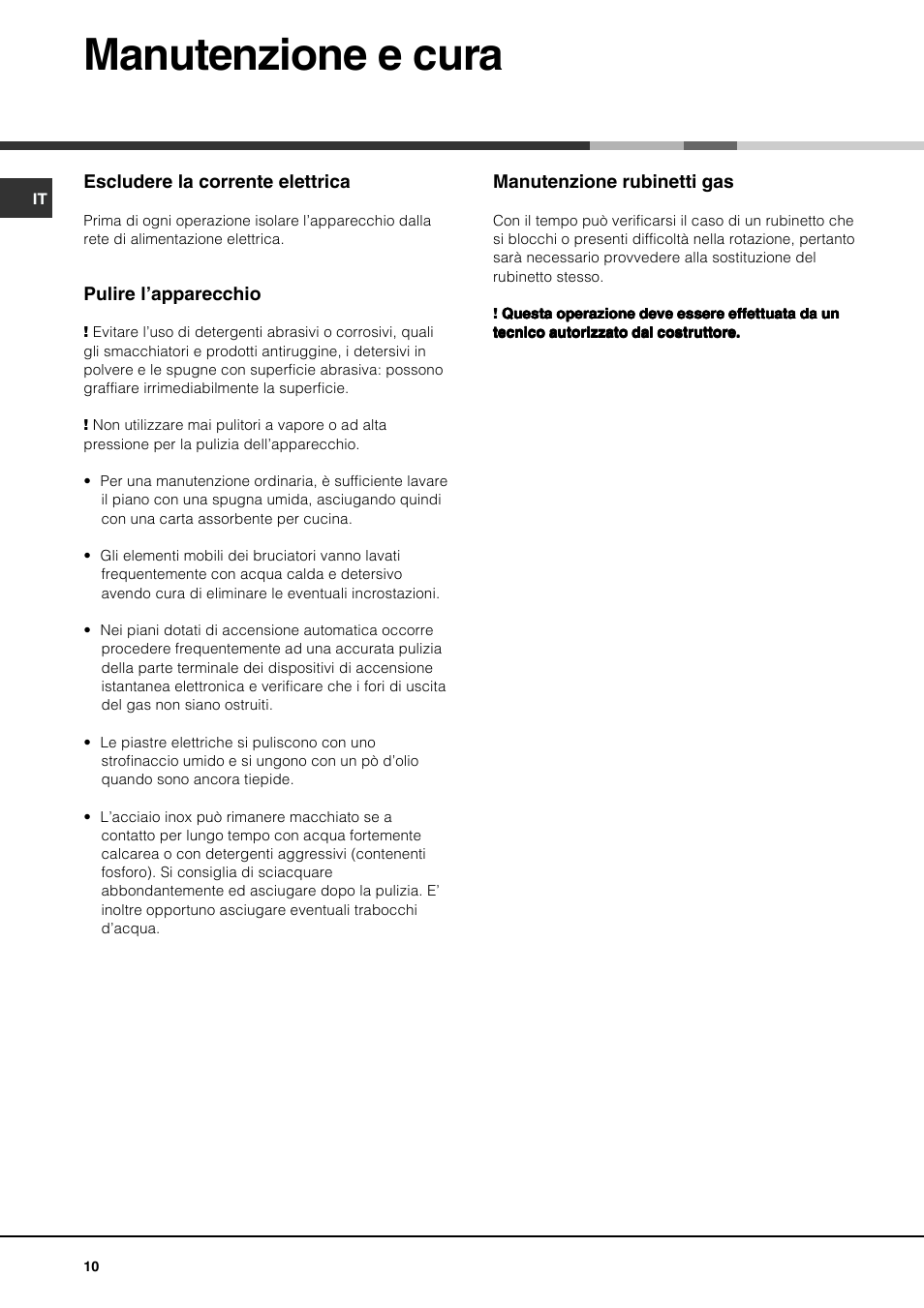 Manutenzione e cura | Hotpoint Ariston PH 631MS (WH)-HA User Manual | Page 10 / 68