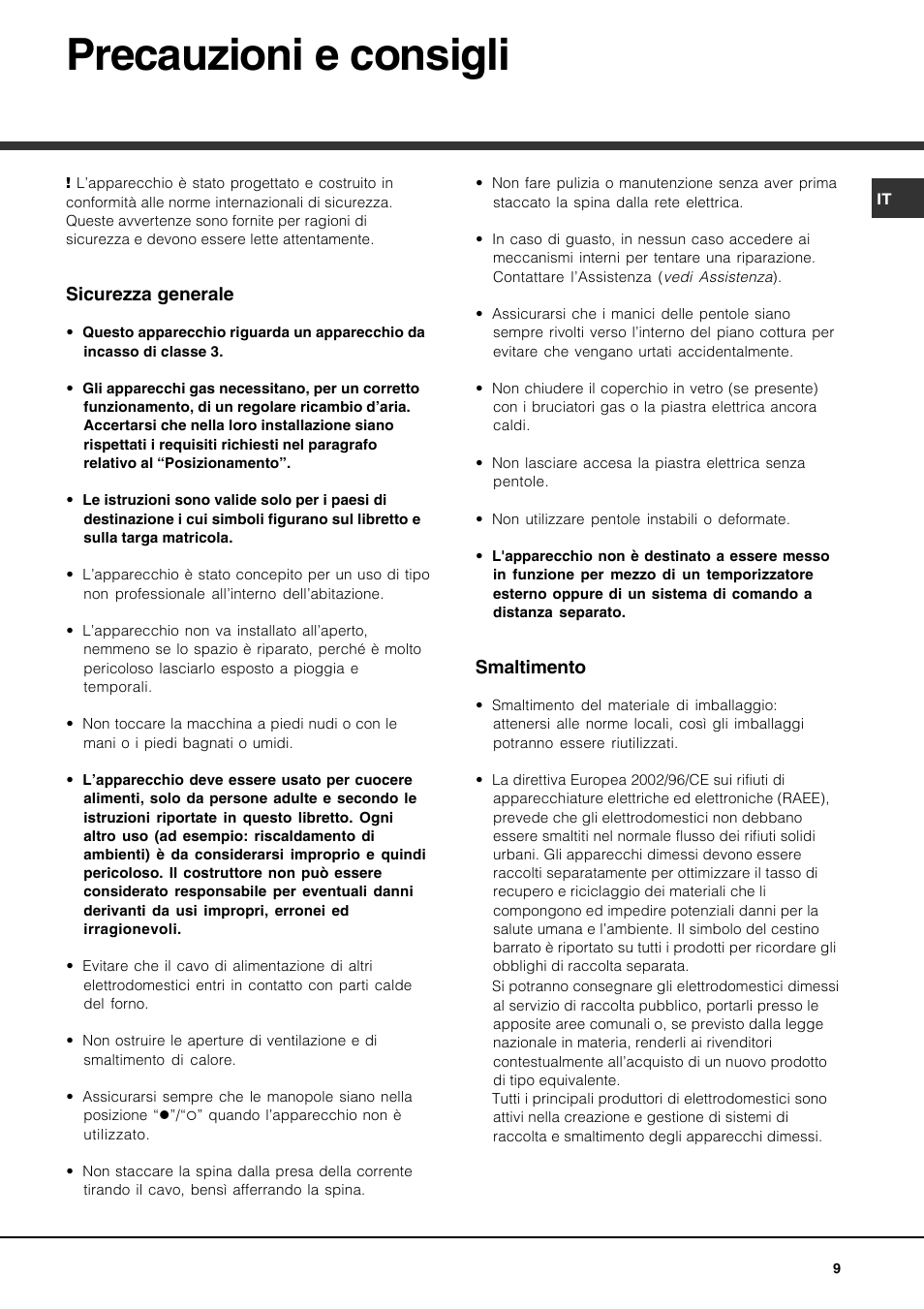 Precauzioni e consigli | Hotpoint Ariston PH 631MS (WH)-HA User Manual | Page 9 / 68