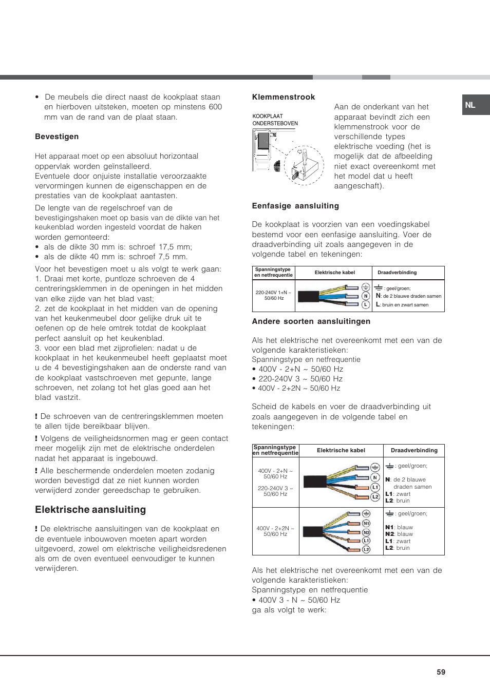 Elektrische aansluiting | Hotpoint Ariston KRM 640 X User Manual | Page 59 / 72