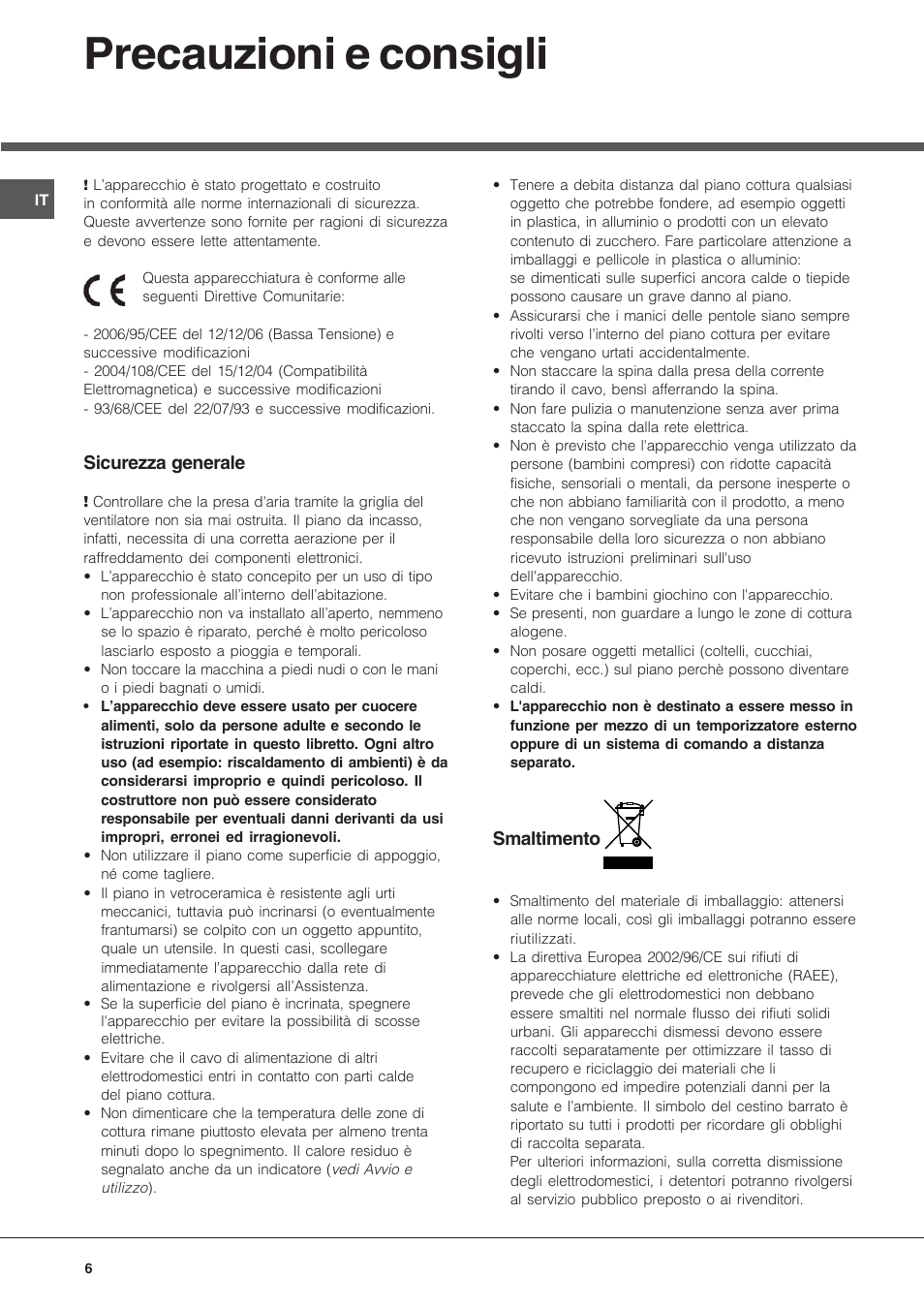 Precauzioni e consigli | Hotpoint Ariston KRM 640 X User Manual | Page 6 / 72