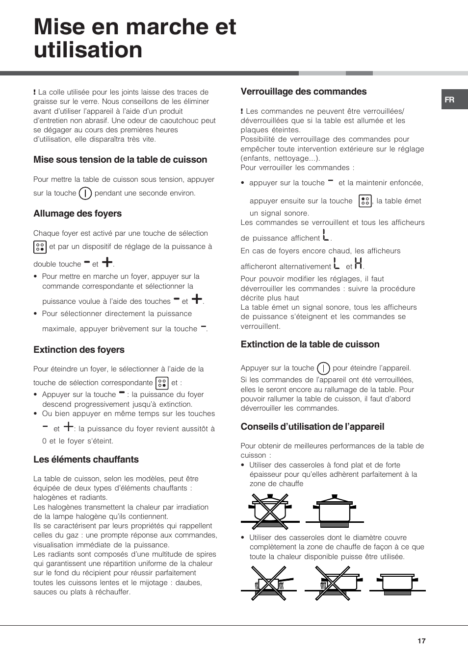 Mise en marche et utilisation | Hotpoint Ariston KRA 640 X User Manual | Page 17 / 56