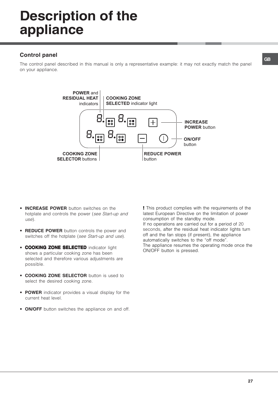 Description of the appliance | Hotpoint Ariston KRA 640 X User Manual | Page 27 / 56