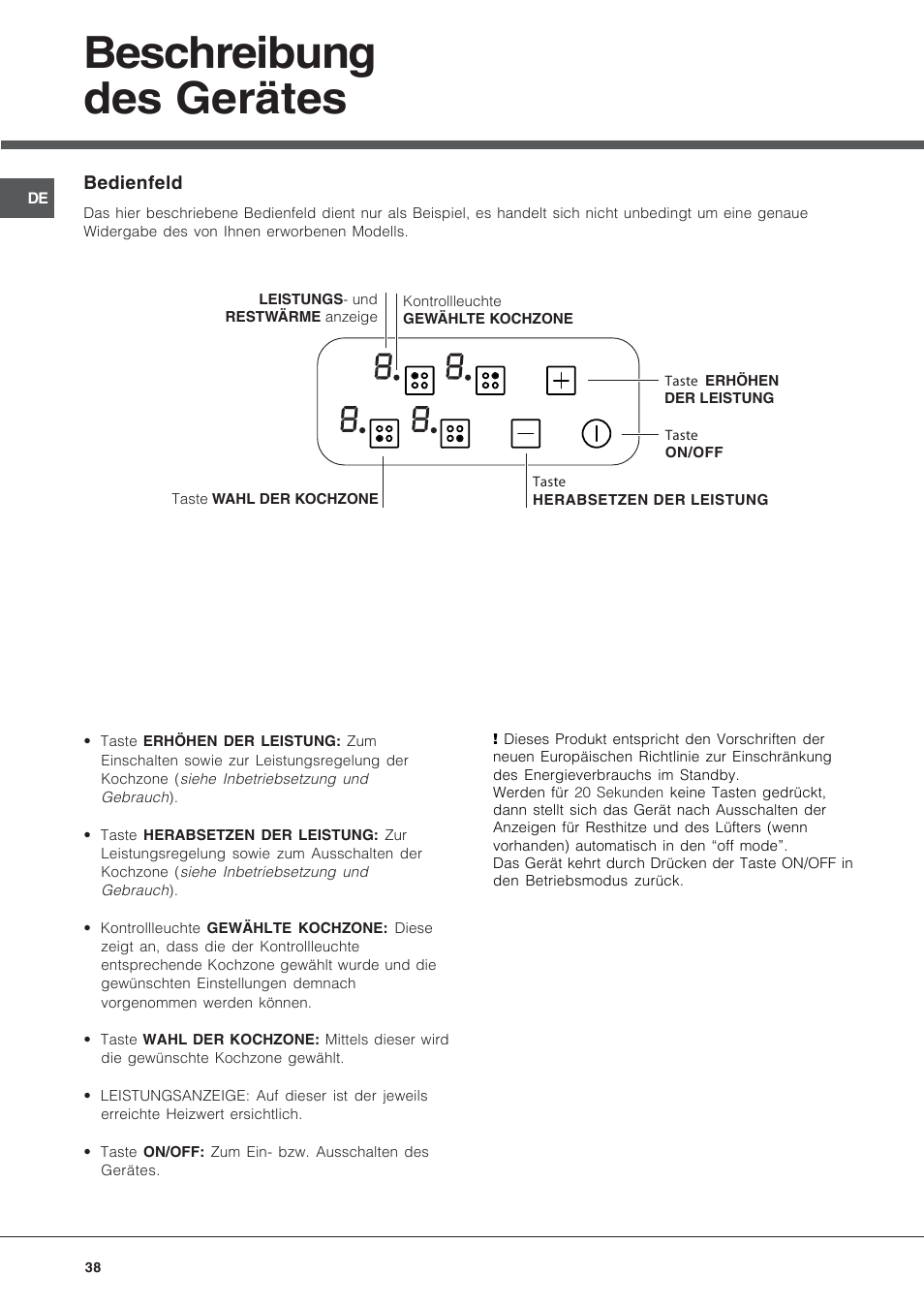 Beschreibung des gerätes | Hotpoint Ariston KRA 640 X User Manual | Page 38 / 56