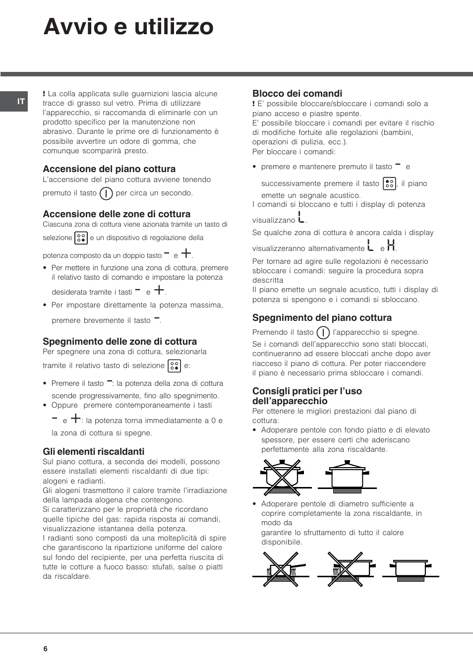 Avvio e utilizzo | Hotpoint Ariston KRA 640 X User Manual | Page 6 / 56