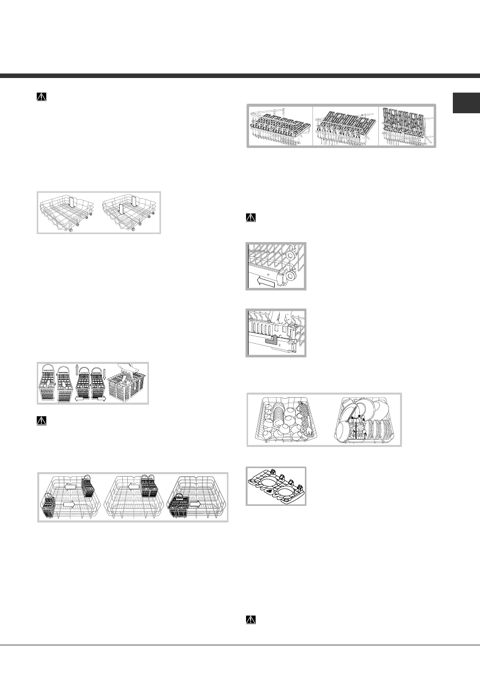 Beschickung der körbe, Unterer geschirrkorb, Besteckkorb | Oberer geschirrkorb | Hotpoint Ariston LDF 12314E B EU User Manual | Page 29 / 84