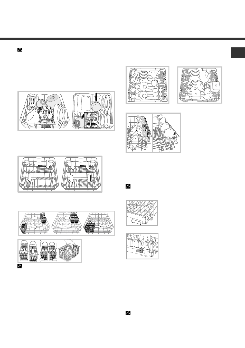 Beschickung der körbe, Unterer korb und besteckkorb, Oberer korb | Hotpoint Ariston LFSA+ M284 A WH User Manual | Page 41 / 84