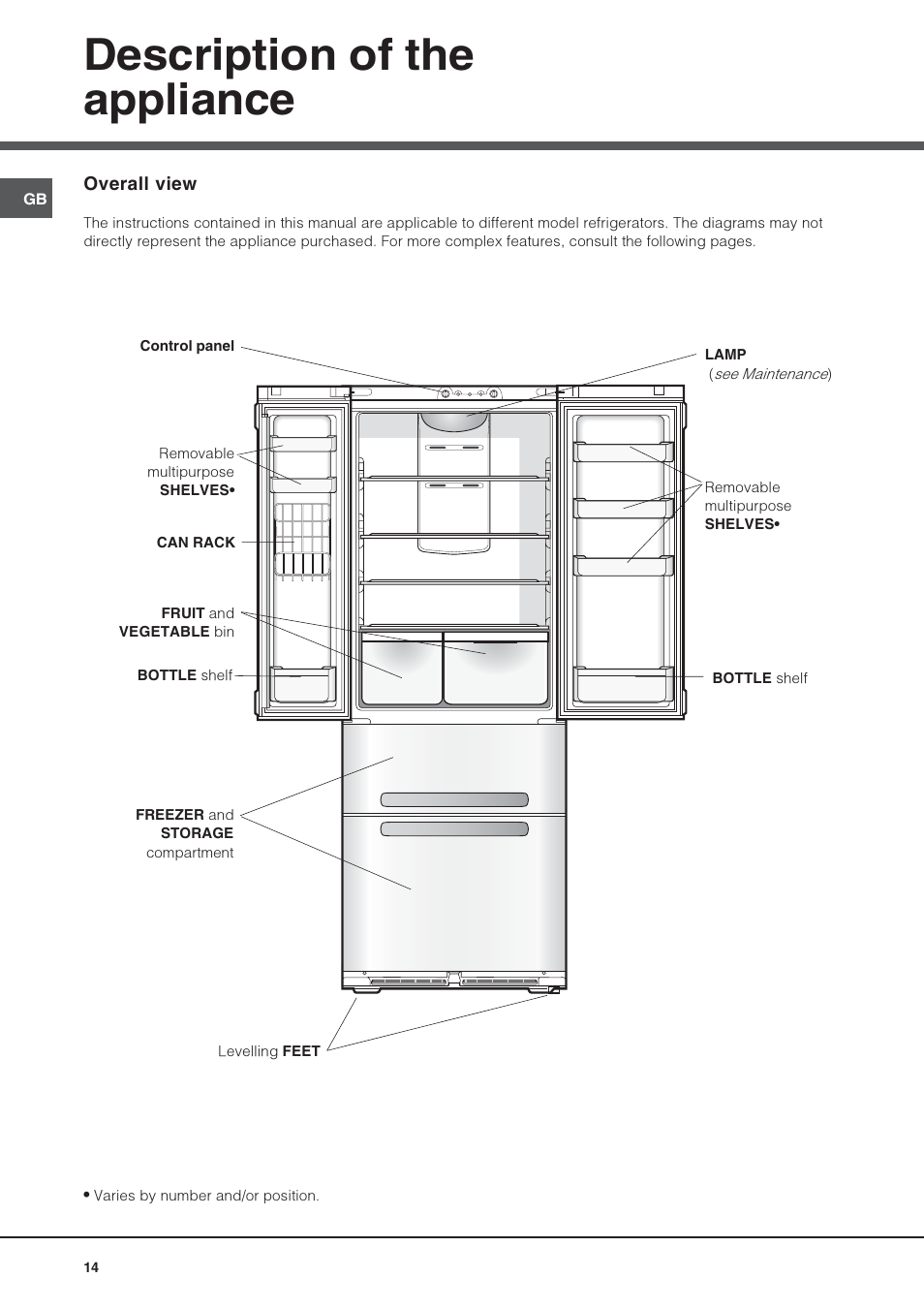 Description of the appliance | Hotpoint Ariston Combiné Quadrio 4D AA W-HA User Manual | Page 14 / 60