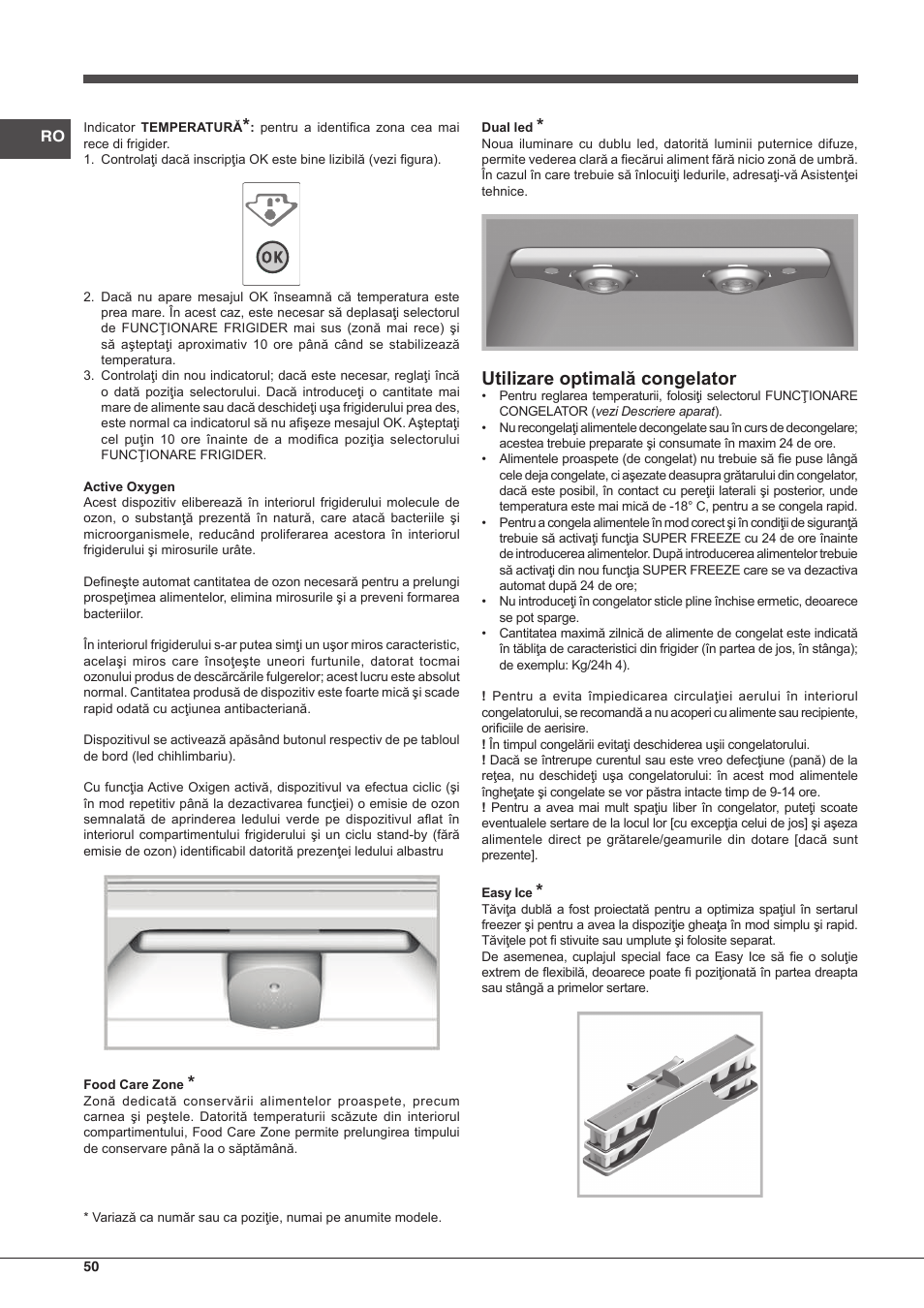Utilizare optimală congelator | Hotpoint Ariston Combiné EBLH 18213 F O3 User Manual | Page 50 / 52