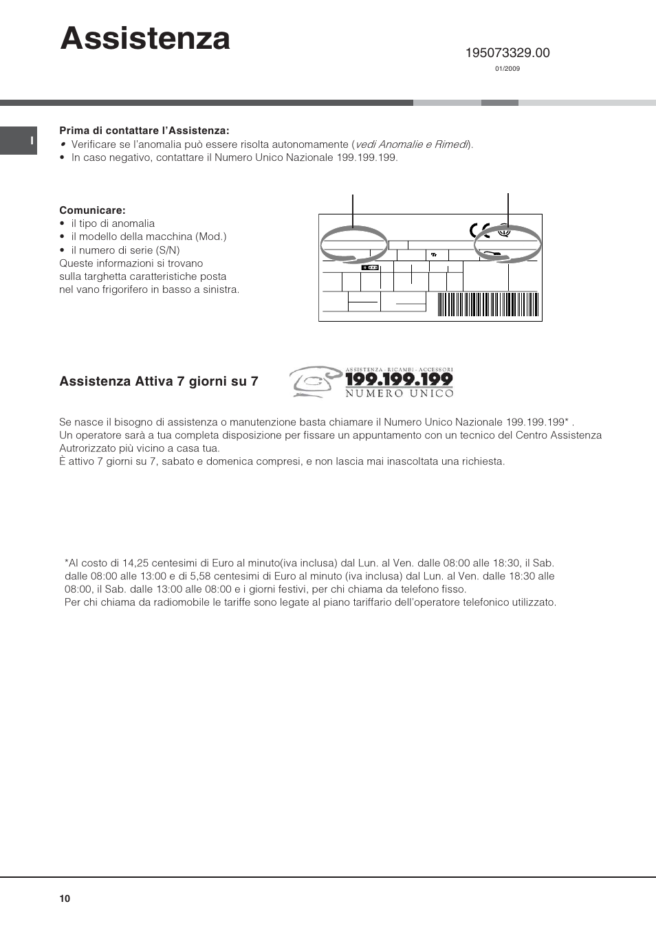 Assistenza, Assistenza attiva 7 giorni su 7 | Hotpoint Ariston Monoporte SDS 1721 V-HA User Manual | Page 10 / 52