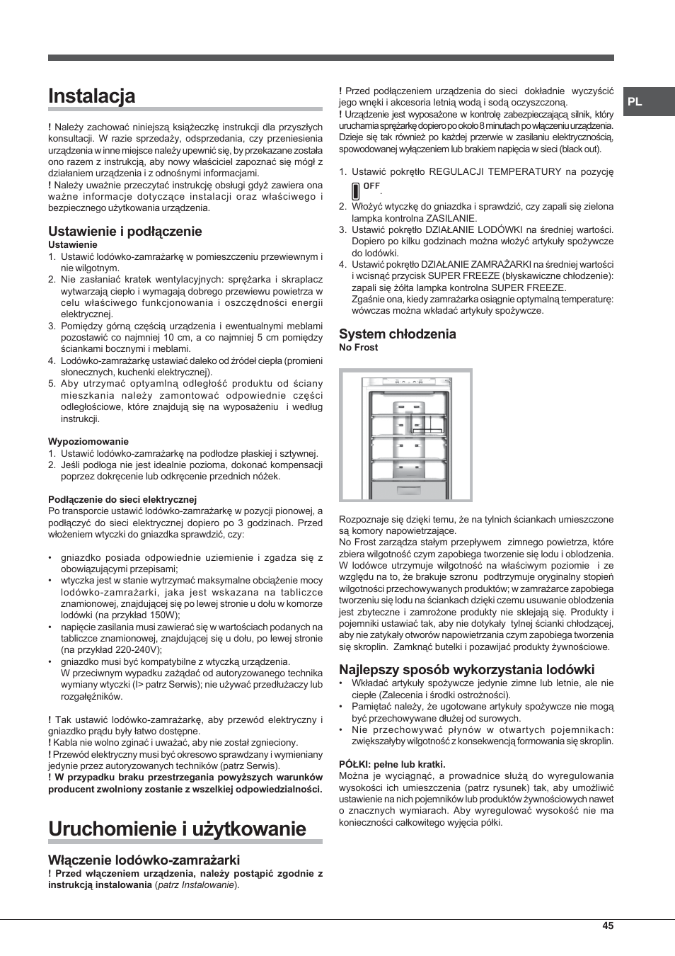 Hotpoint Ariston Combiné EBLH 18223 F O3 User Manual | Page 45 / 52