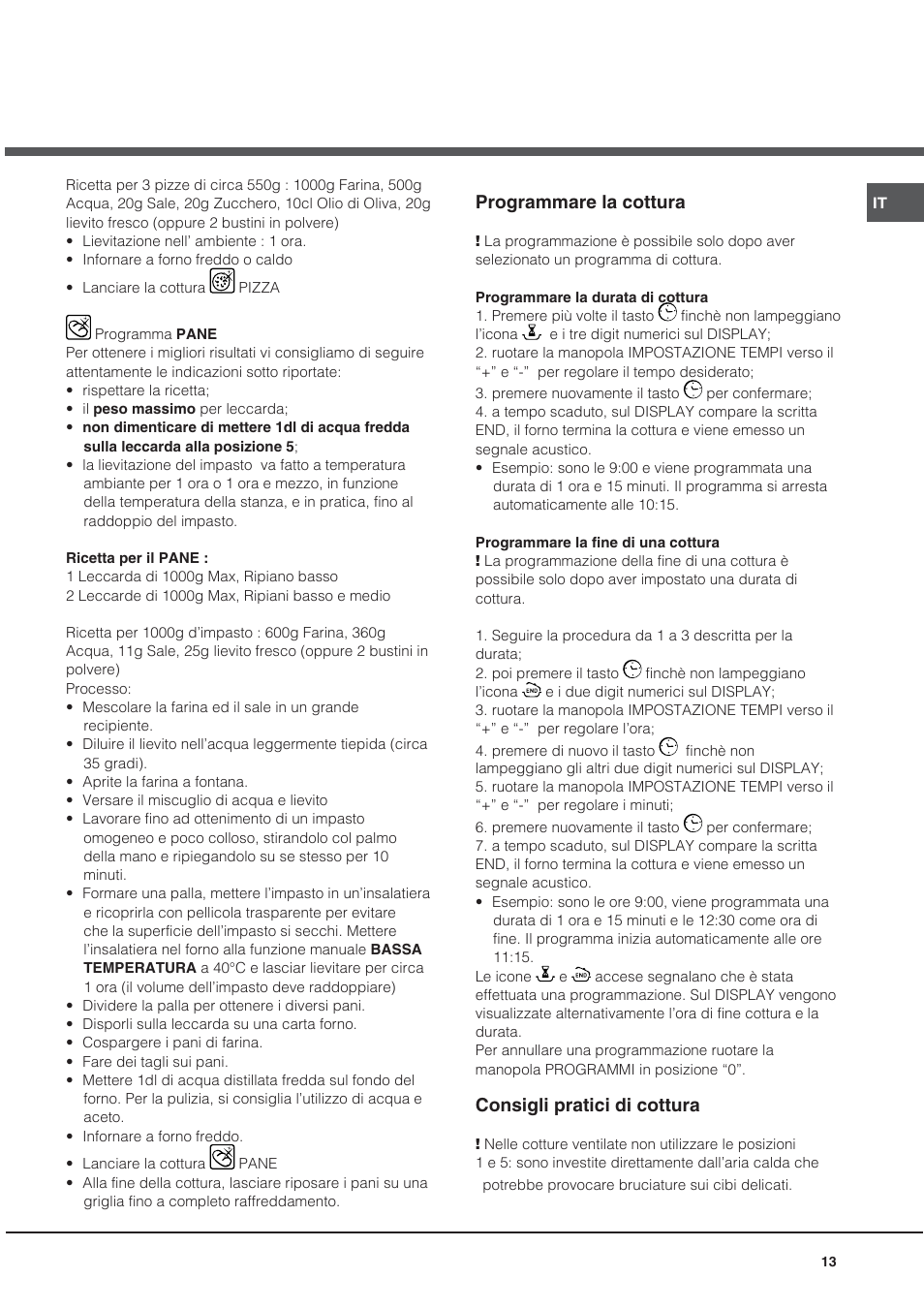 Programmare la cottura, Consigli pratici di cottura | Hotpoint Ariston CE6IFA.T X F-HA S User Manual | Page 13 / 64