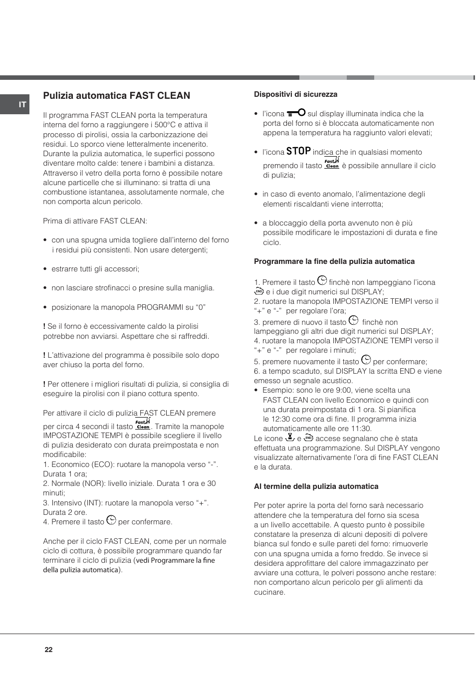 Pulizia automatica fast clean | Hotpoint Ariston CE6IFA.T X F-HA S User Manual | Page 22 / 64