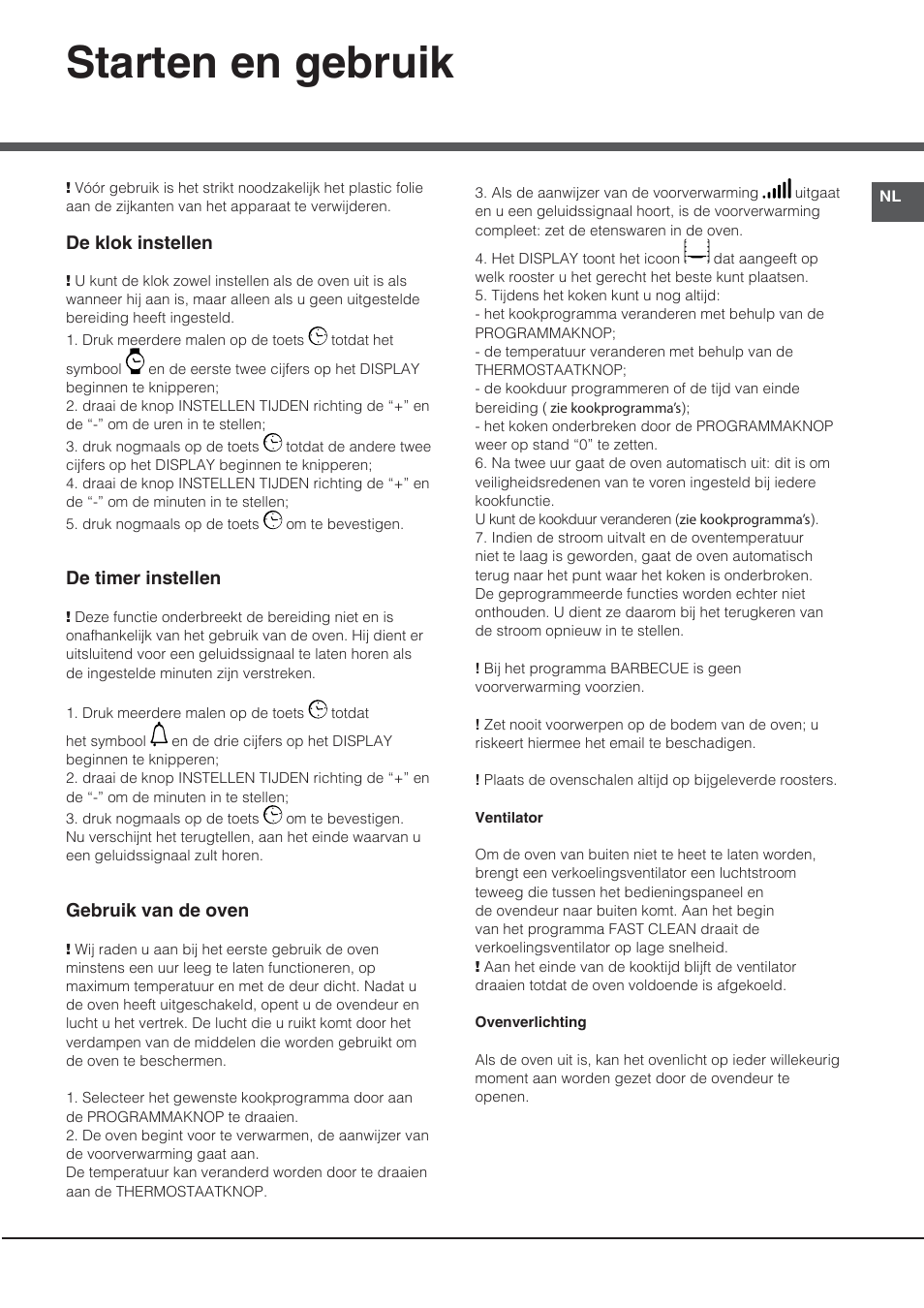 Starten en gebruik | Hotpoint Ariston CE6IFA.T X F-HA S User Manual | Page 53 / 64
