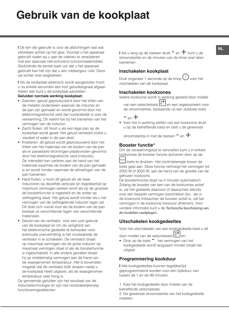 Gebruik van de kookplaat | Hotpoint Ariston CE6IFA.T X F-HA S User Manual | Page 57 / 64