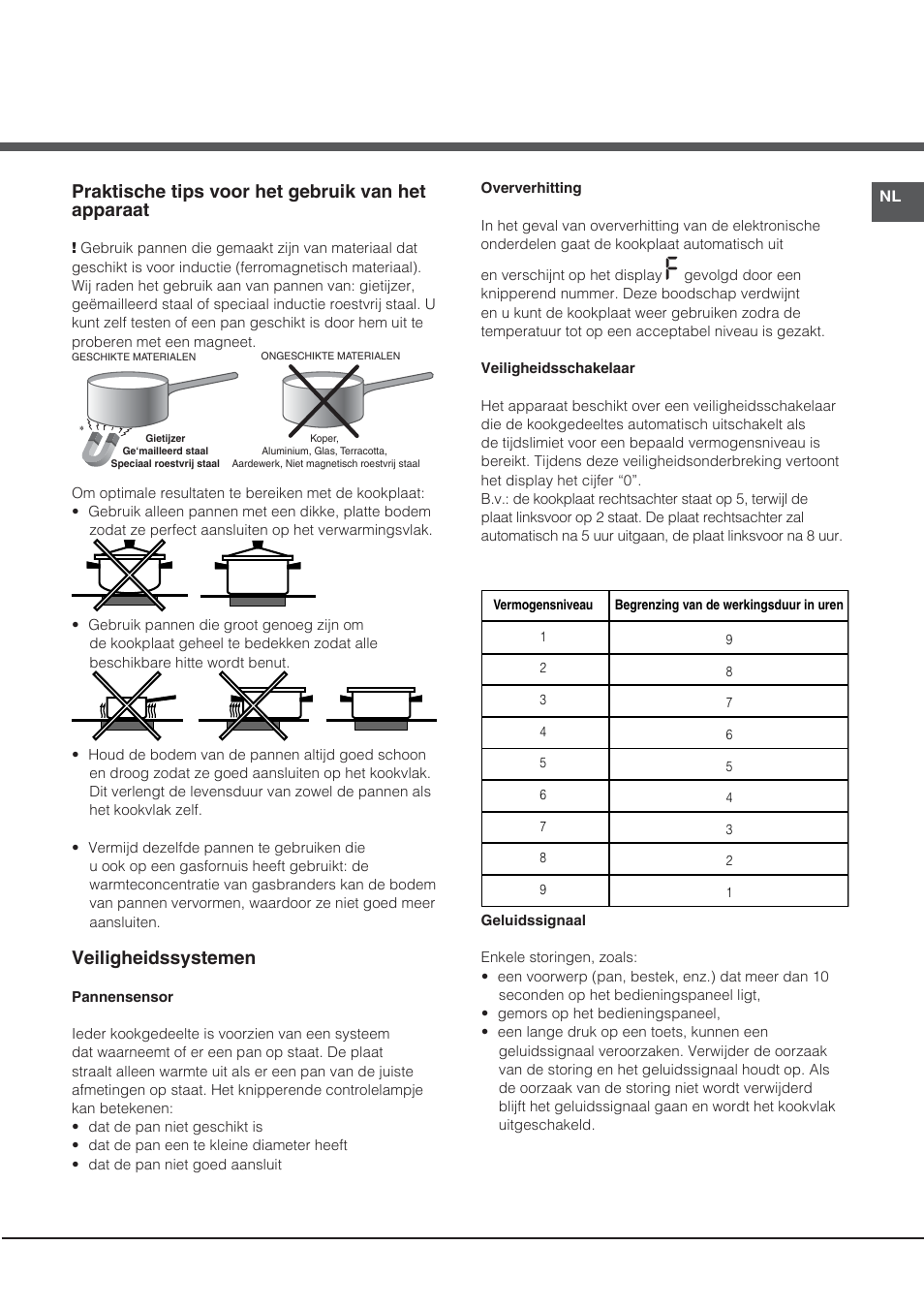Praktische tips voor het gebruik van het apparaat, Veiligheidssystemen | Hotpoint Ariston CE6IFA.T X F-HA S User Manual | Page 59 / 64