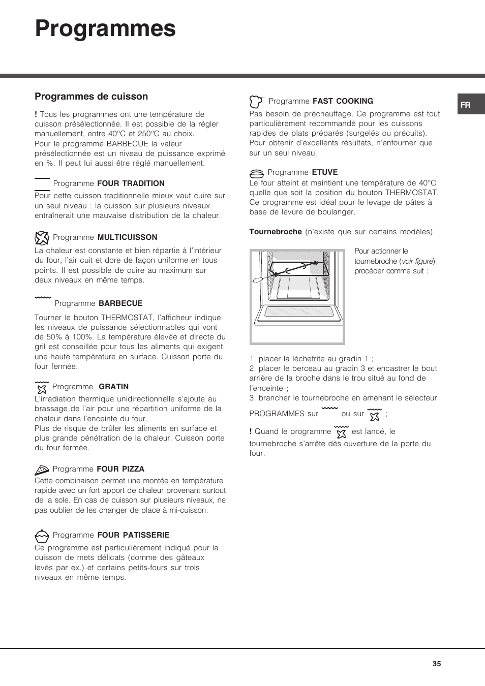 Programmes | Hotpoint Ariston Luce FK 89 P X-HA User Manual | Page 35 / 72
