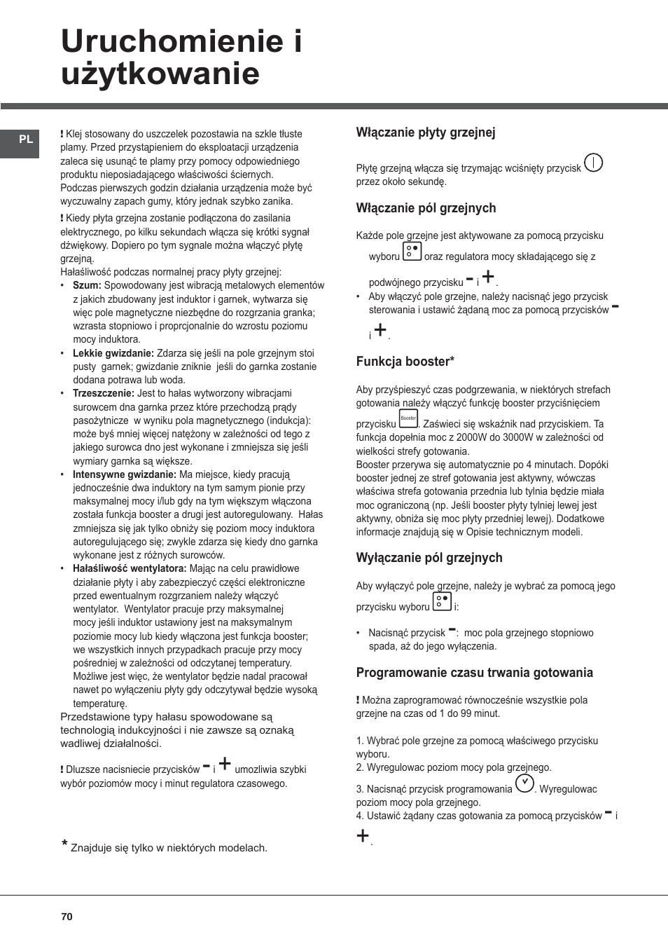 Uruchomienie i użytkowanie | Hotpoint Ariston KIC 644 C User Manual | Page 70 / 84