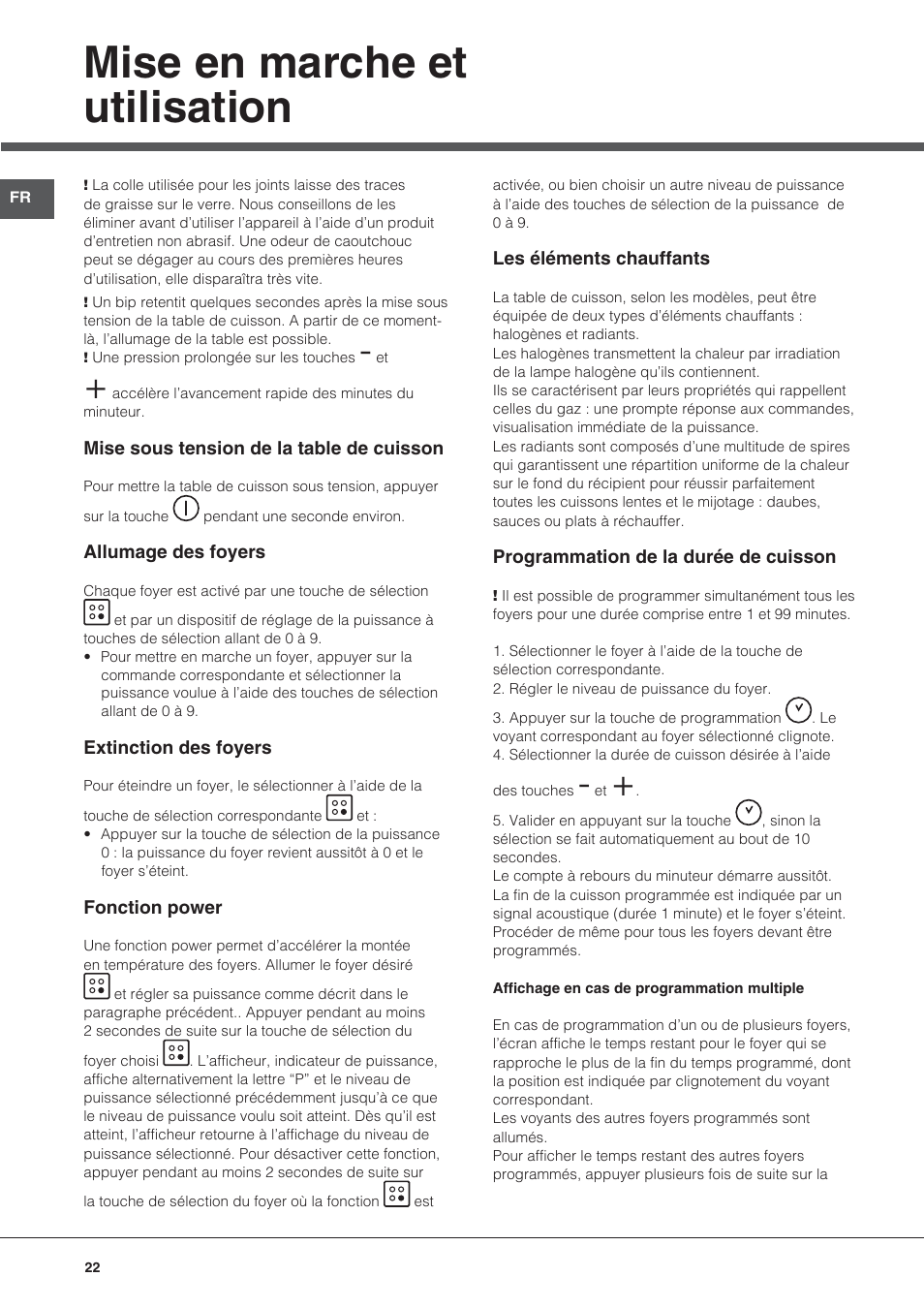 Mise en marche et utilisation | Hotpoint Ariston KRO 642 TO B User Manual | Page 22 / 84