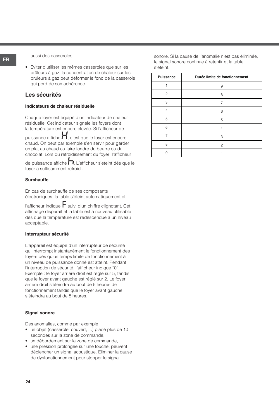Les sécurités | Hotpoint Ariston KRO 642 TO B User Manual | Page 24 / 84