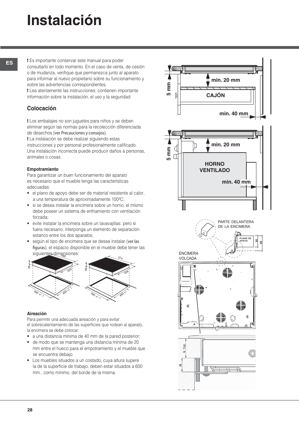 Bez nazwy-4, Instalación, Colocación | Hotpoint Ariston KRO 642 TO B User Manual | Page 28 / 84