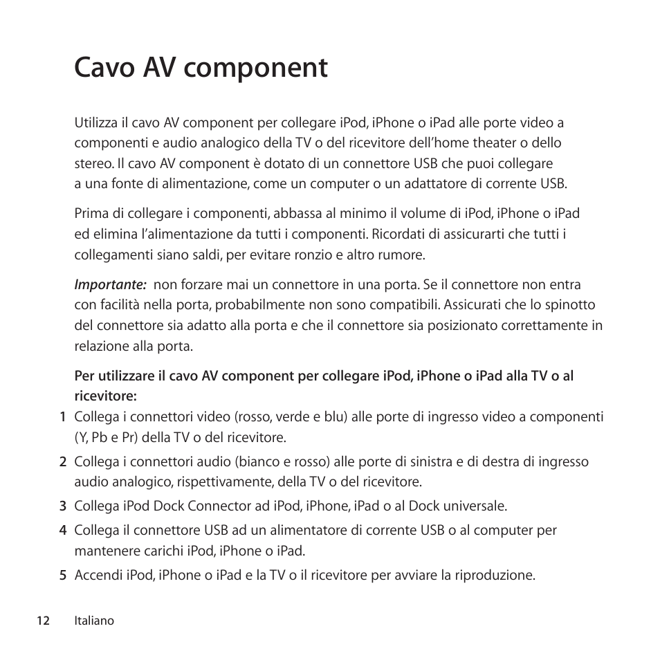Cavo av component | Apple Cable de AV por componentes User Manual | Page 12 / 16