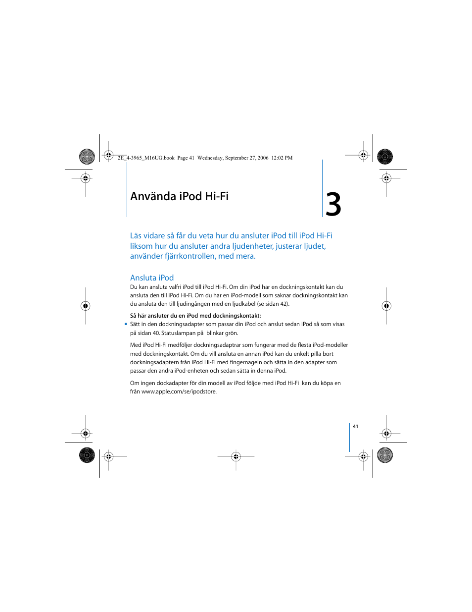 Använda ipod hi-fi | Apple iPod Hi-Fi User Manual | Page 41 / 102