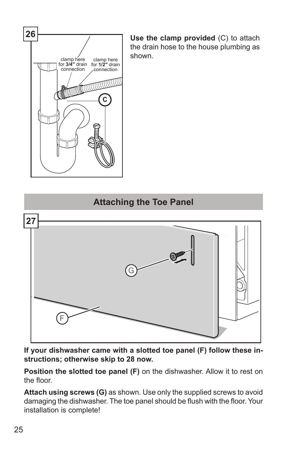 26 attaching the toe panel | Bosch SHX65T55UC User Manual | Page 26 / 88
