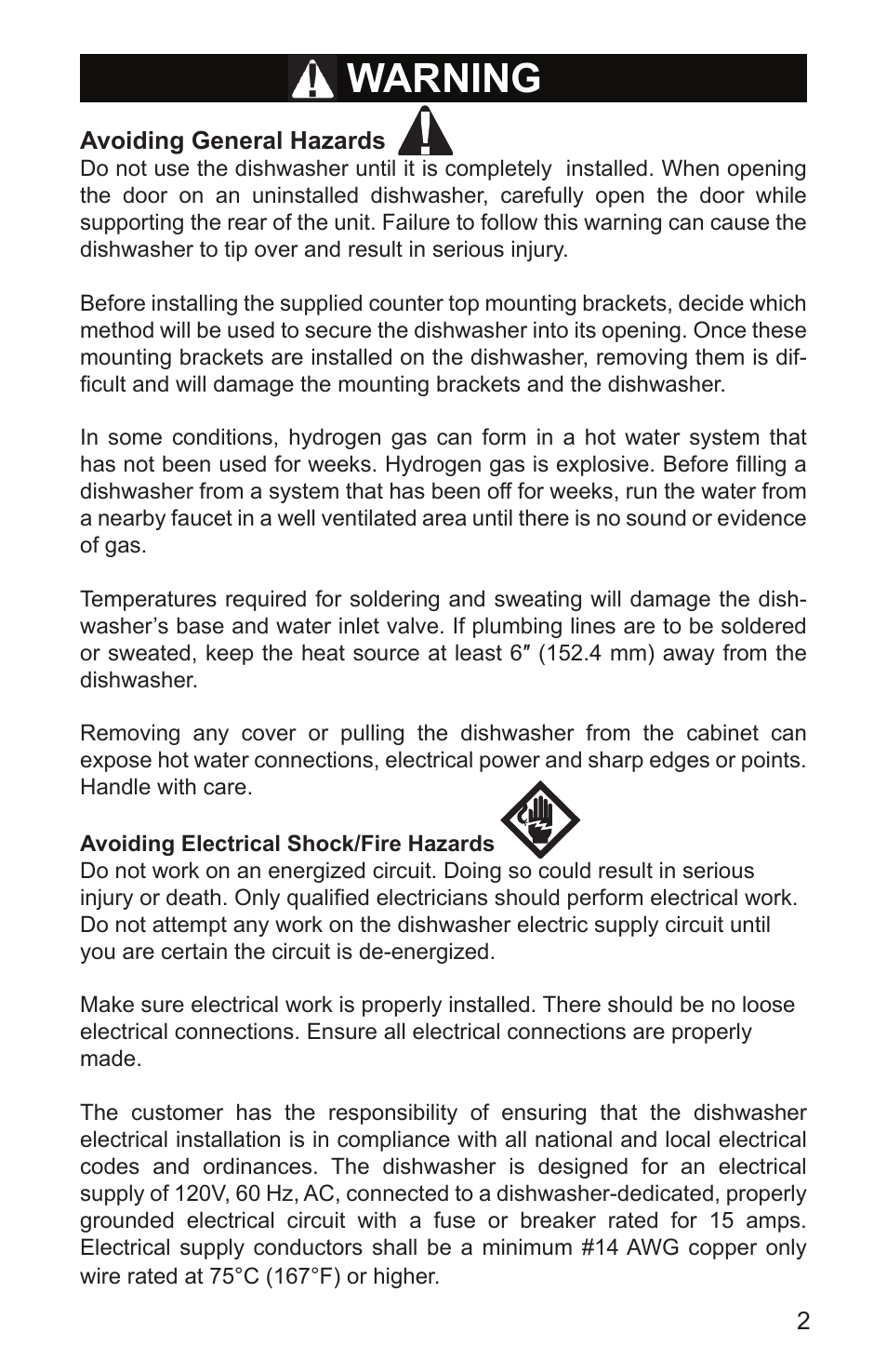 Warning | Bosch SHX65T55UC User Manual | Page 3 / 88