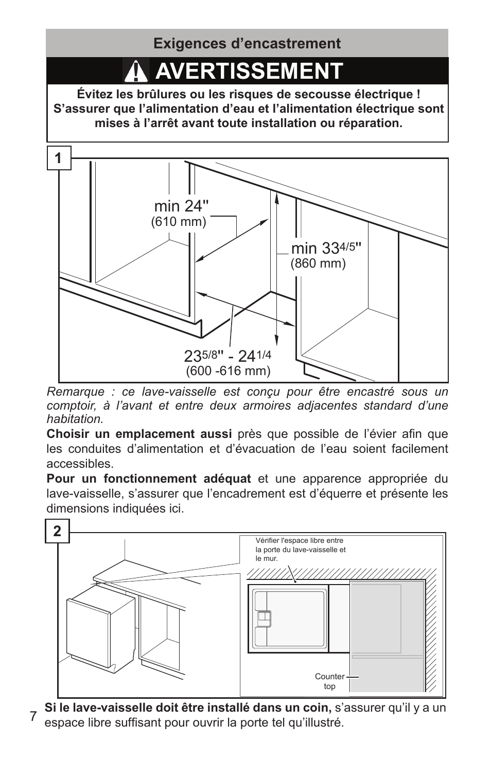 Avertissement, Exigences d’encastrement | Bosch SHX65T55UC User Manual | Page 36 / 88