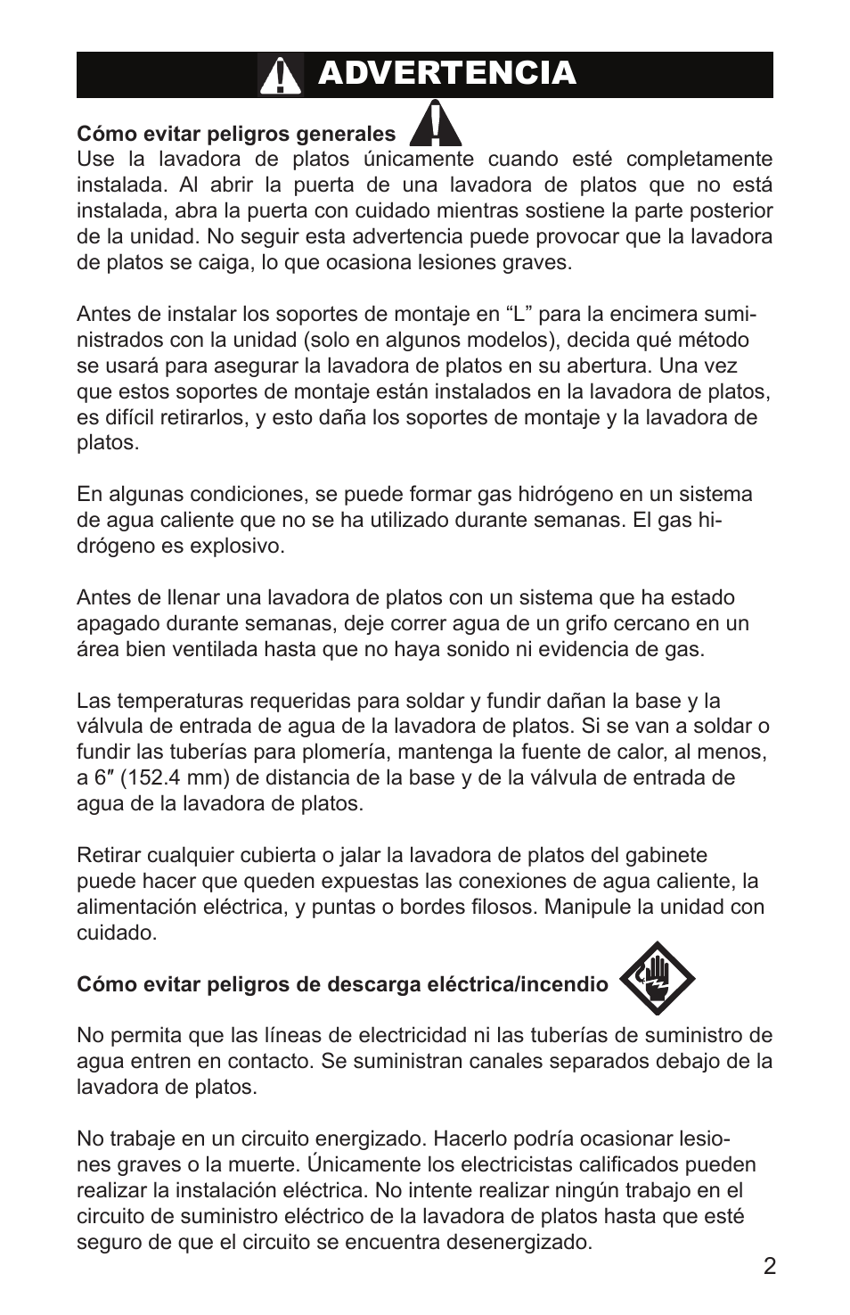 Advertencia | Bosch SHX65T55UC User Manual | Page 59 / 88