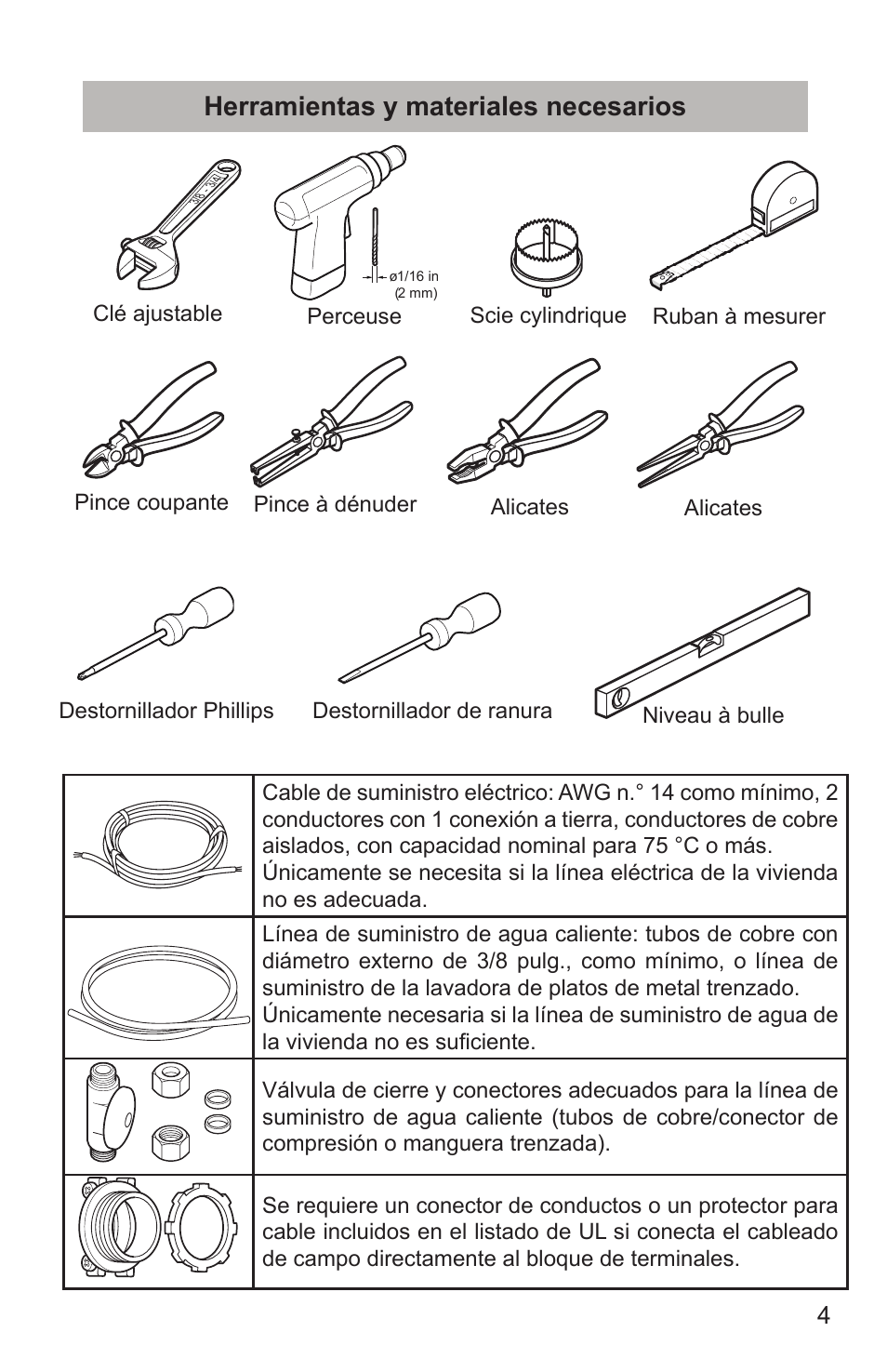 Herramientas y materiales necesarios | Bosch SHX65T55UC User Manual | Page 61 / 88