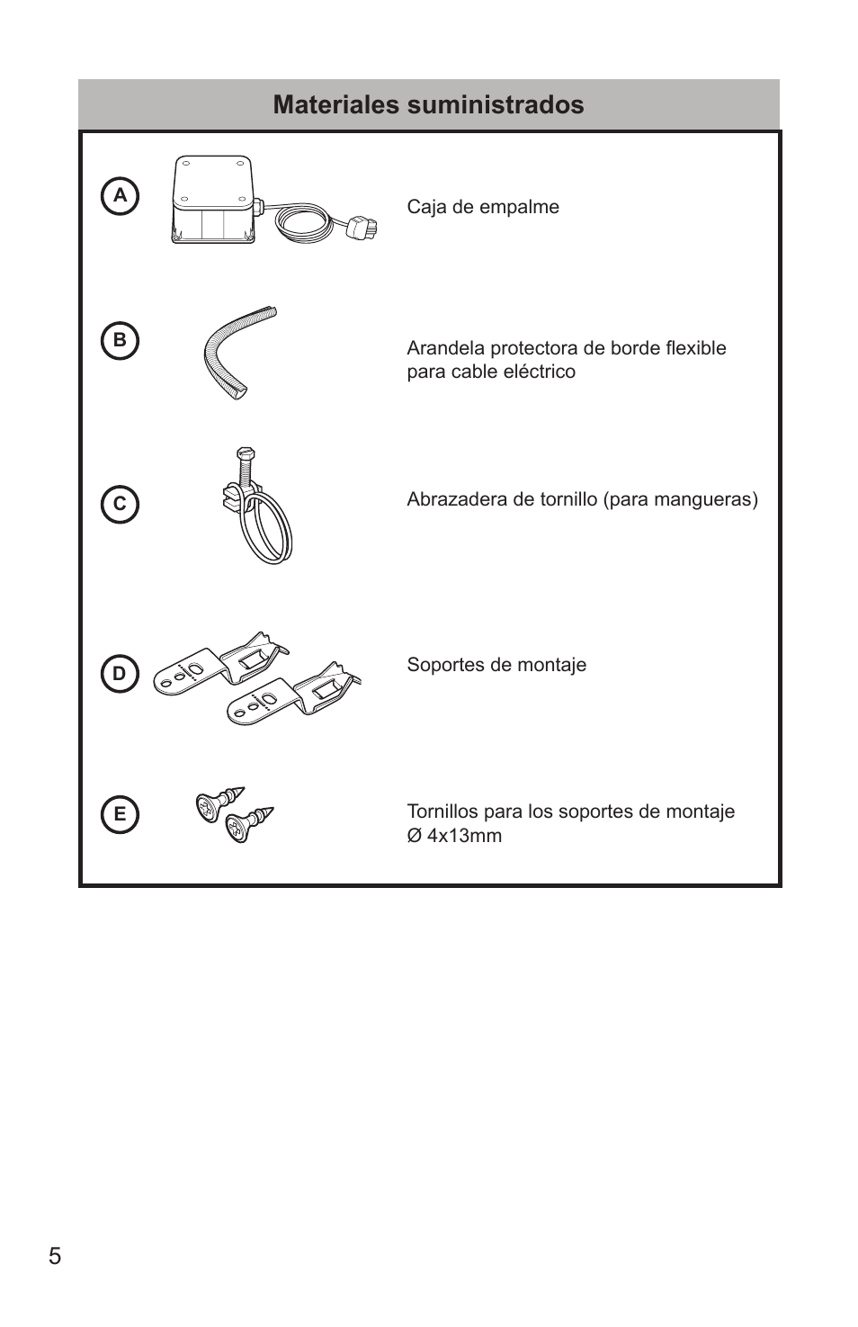Materiales suministrados | Bosch SHX65T55UC User Manual | Page 62 / 88