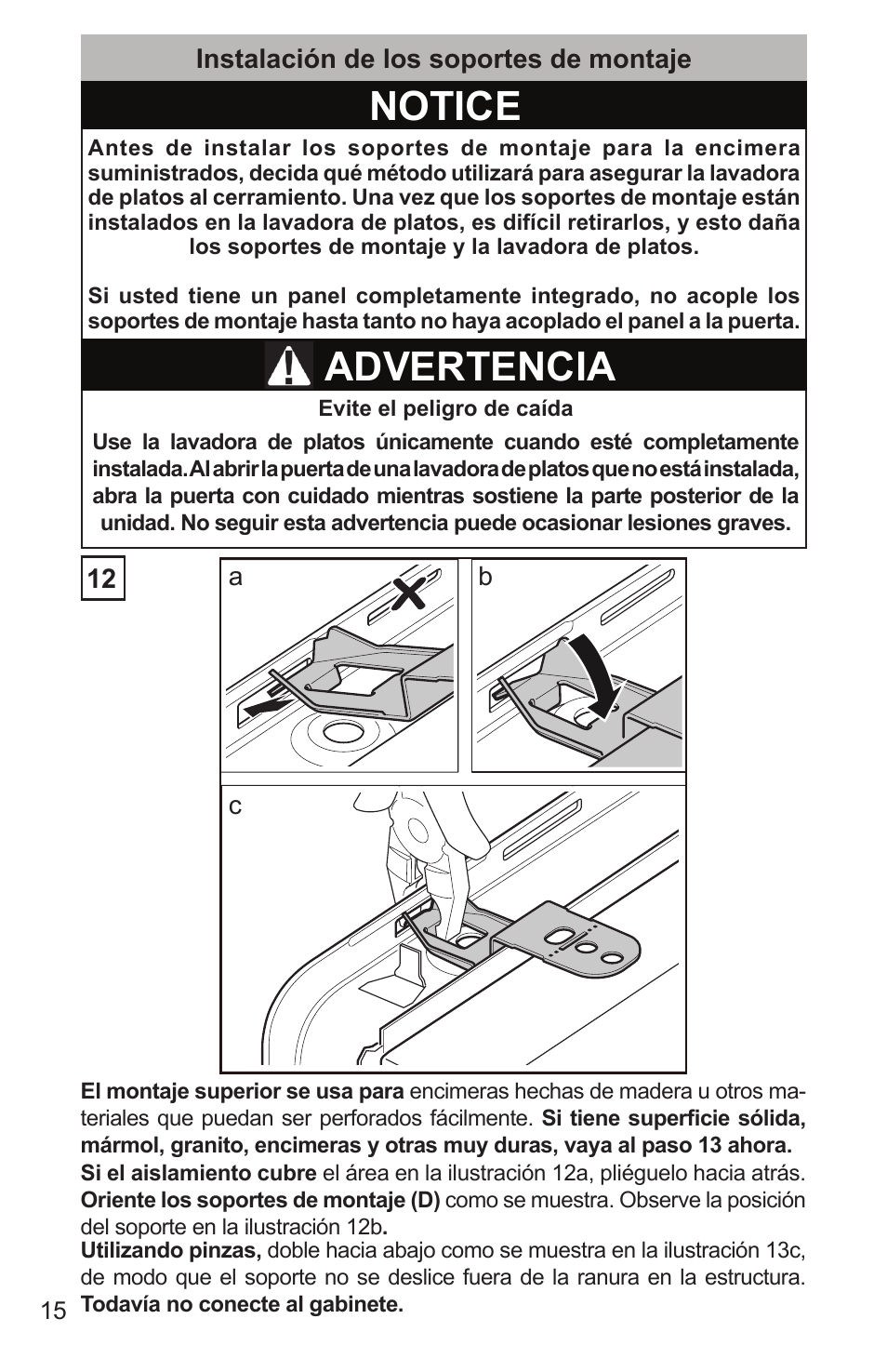 Notice, Advertencia | Bosch SHX65T55UC User Manual | Page 72 / 88