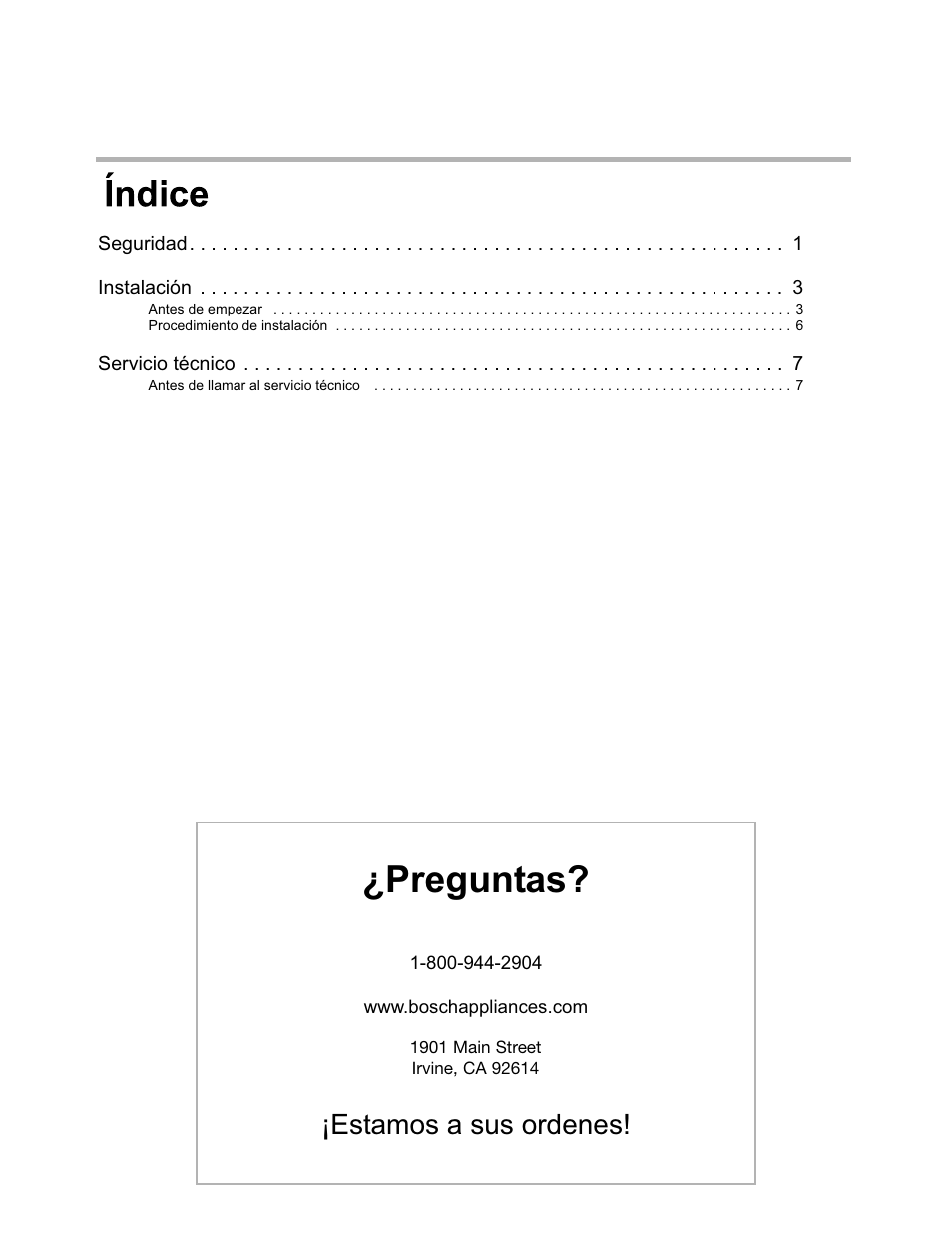 Preguntas, Estamos a sus ordenes | Bosch HUI31451UC User Manual | Page 19 / 28