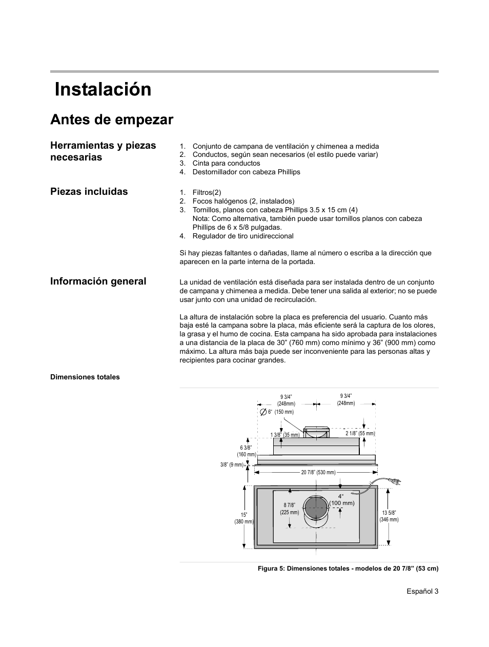 Herramientas y piezas necesarias, Piezas incluidas, Información general | Bosch HUI31451UC User Manual | Page 22 / 28