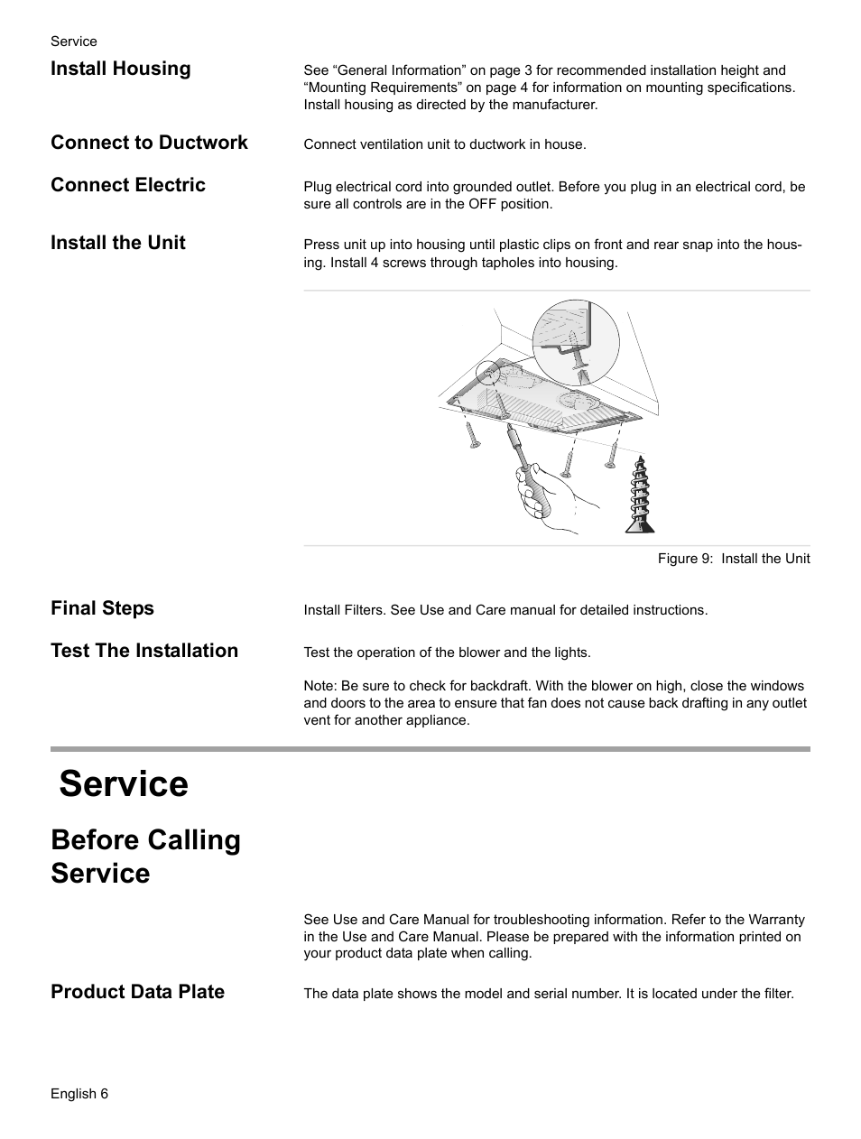Service, Before calling service | Bosch HUI31451UC User Manual | Page 8 / 28