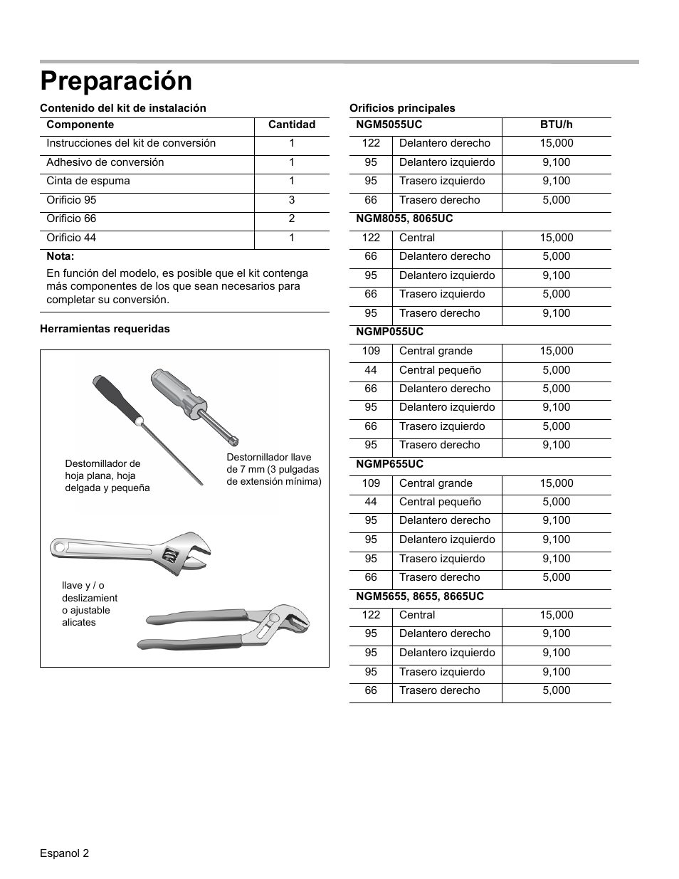 Preparación | Bosch NGM8055UC User Manual | Page 18 / 24
