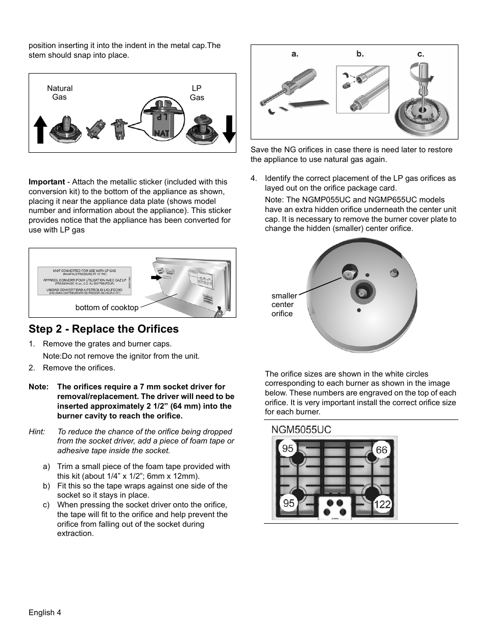 Step 2 - replace the orifices | Bosch NGM8055UC User Manual | Page 6 / 24