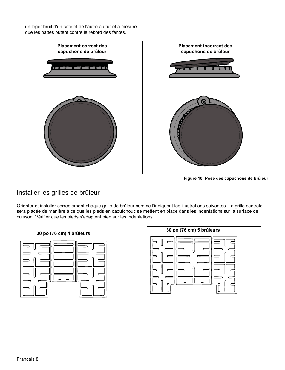 Installer les grilles de brûleur | Bosch NGM8655UC User Manual | Page 22 / 36