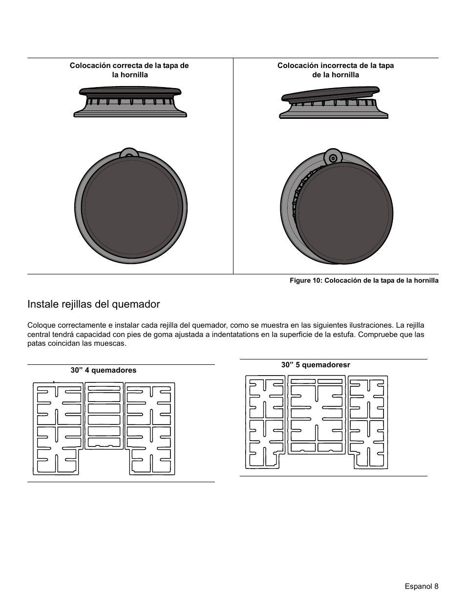 Instale rejillas del quemador | Bosch NGM8655UC User Manual | Page 33 / 36