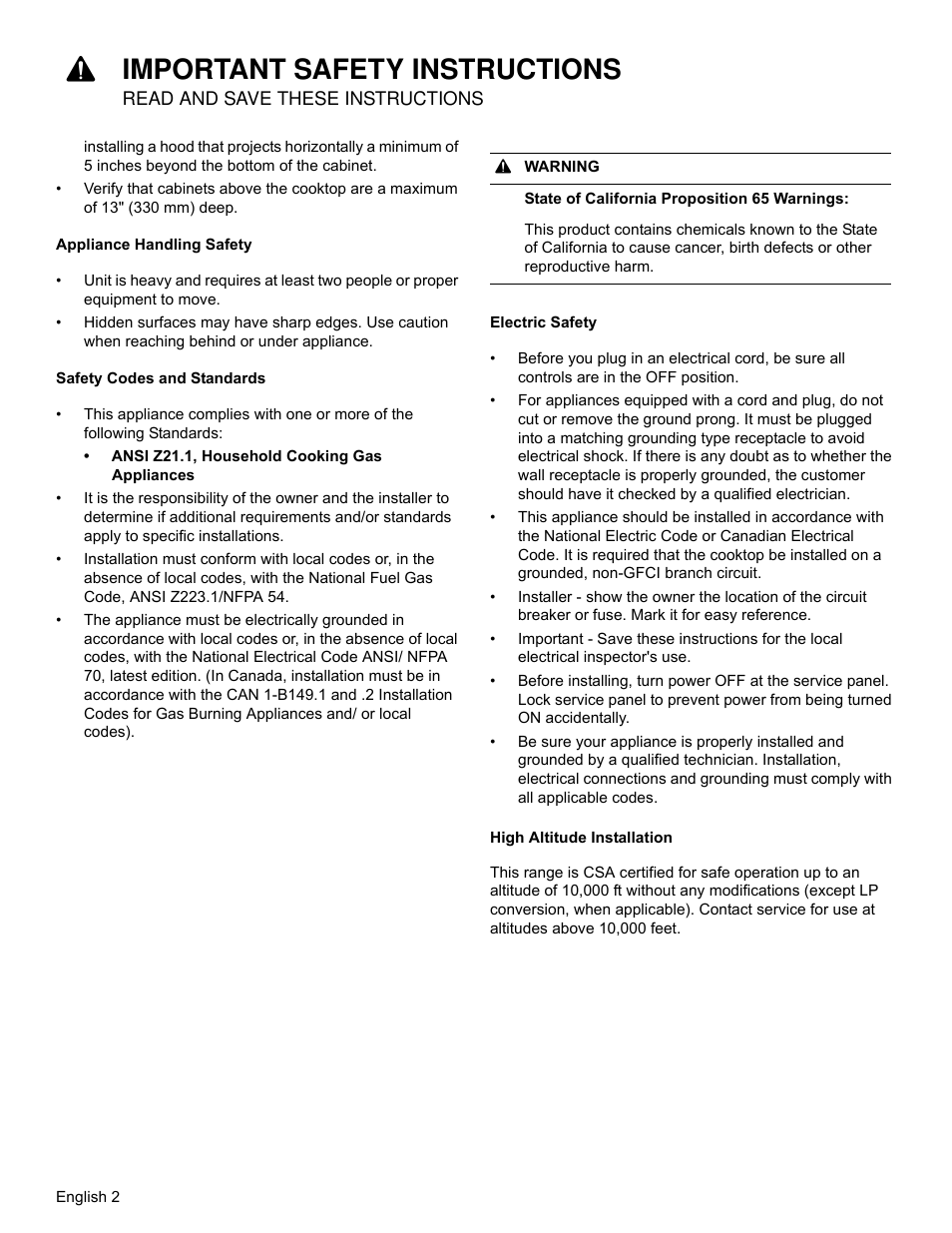 9important safety instructions | Bosch NGM8655UC User Manual | Page 4 / 36