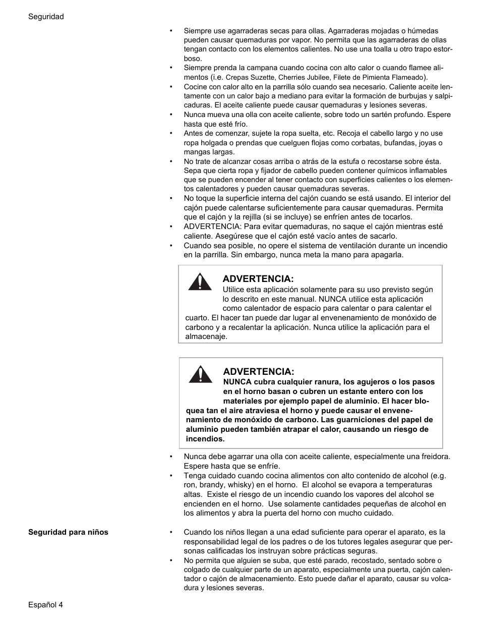 Seguridad para niños | Bosch HES7282U User Manual | Page 102 / 148