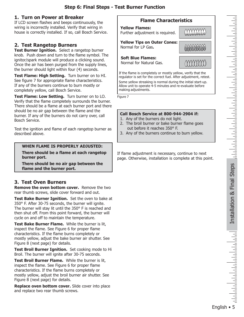 Instal lation & final steps | Bosch HGS7282UC User Manual | Page 7 / 20