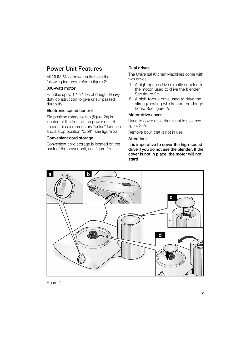 Power unit features | Bosch MUM6N10UC User Manual | Page 9 / 88