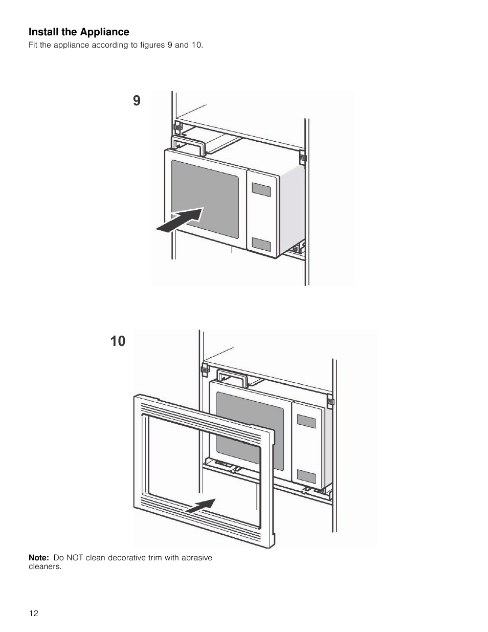 Install the appliance, Note | Bosch HMB5051 User Manual | Page 12 / 40