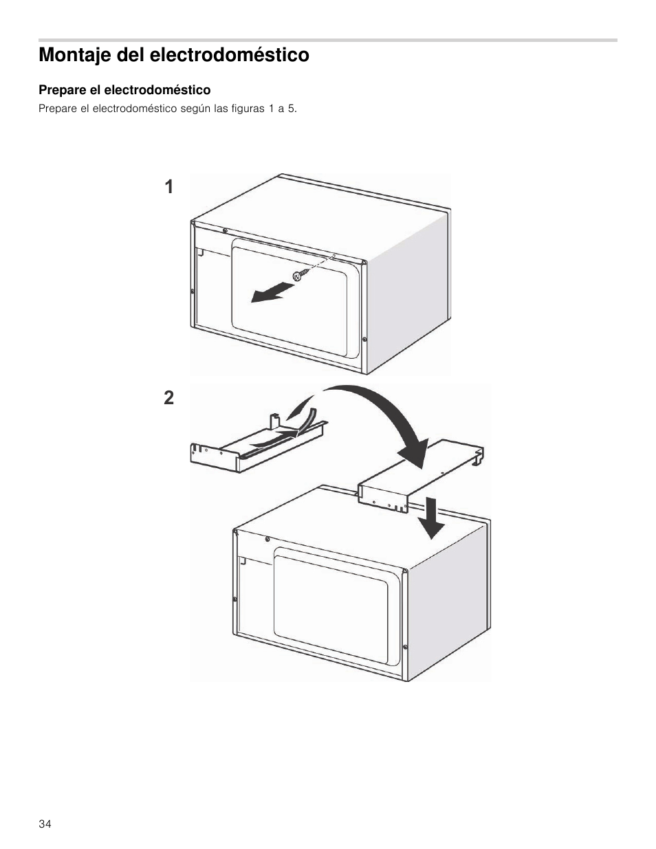 Montaje del electrodoméstico, Prepare el electrodoméstico | Bosch HMB5051 User Manual | Page 34 / 40