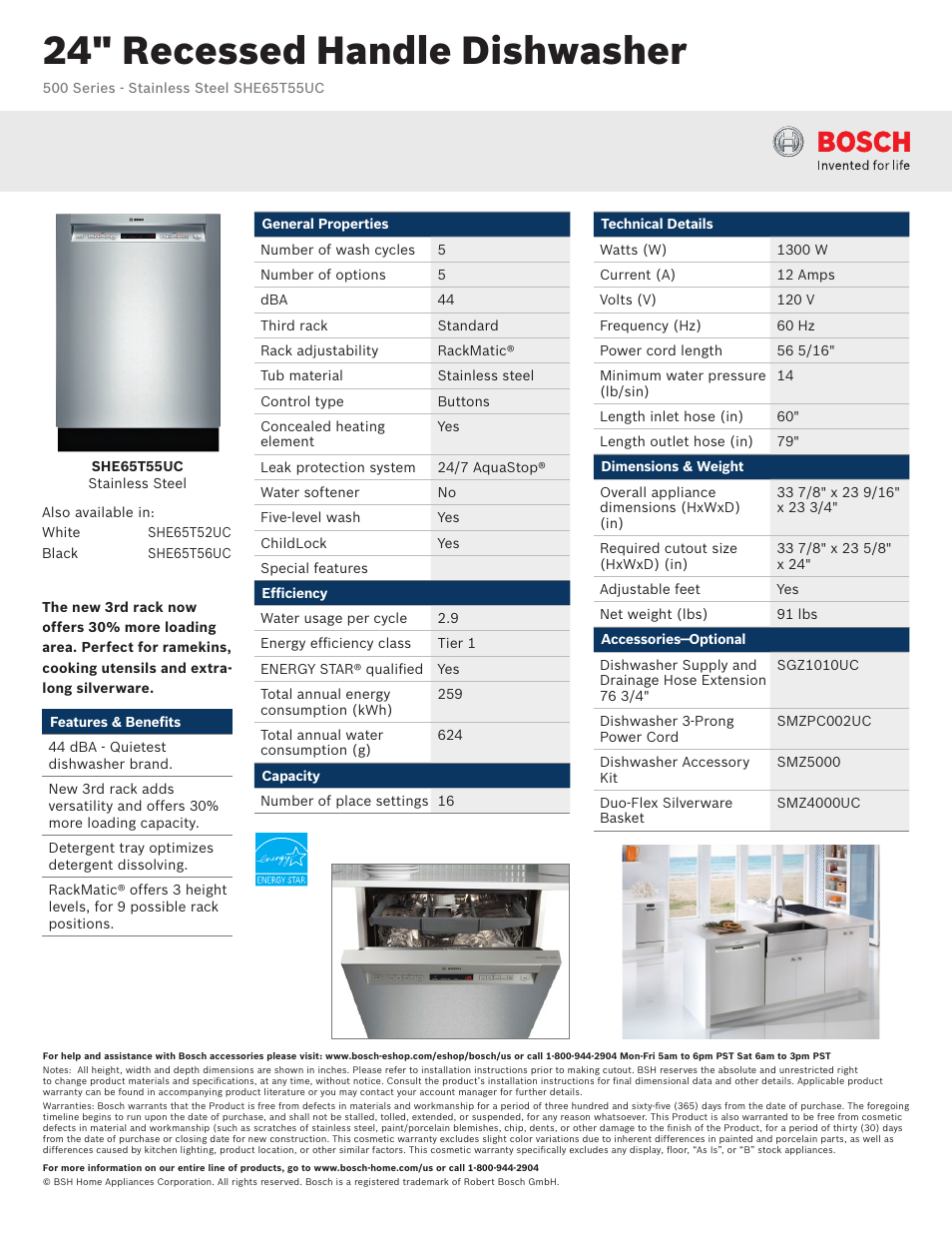 Bosch SHE65T55UC User Manual | 3 pages