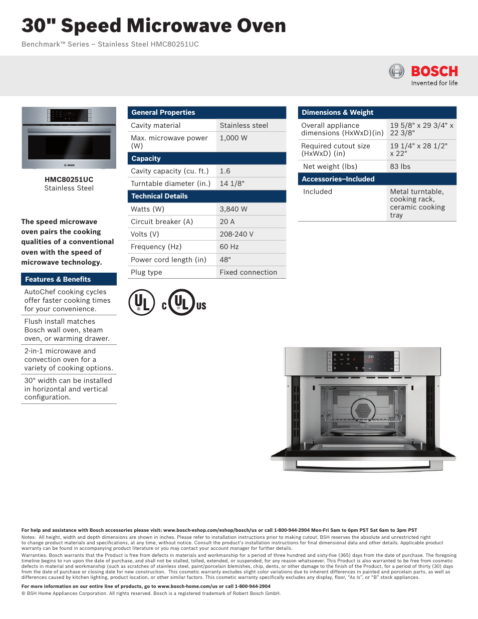 Bosch HMC80251UC User Manual | 3 pages