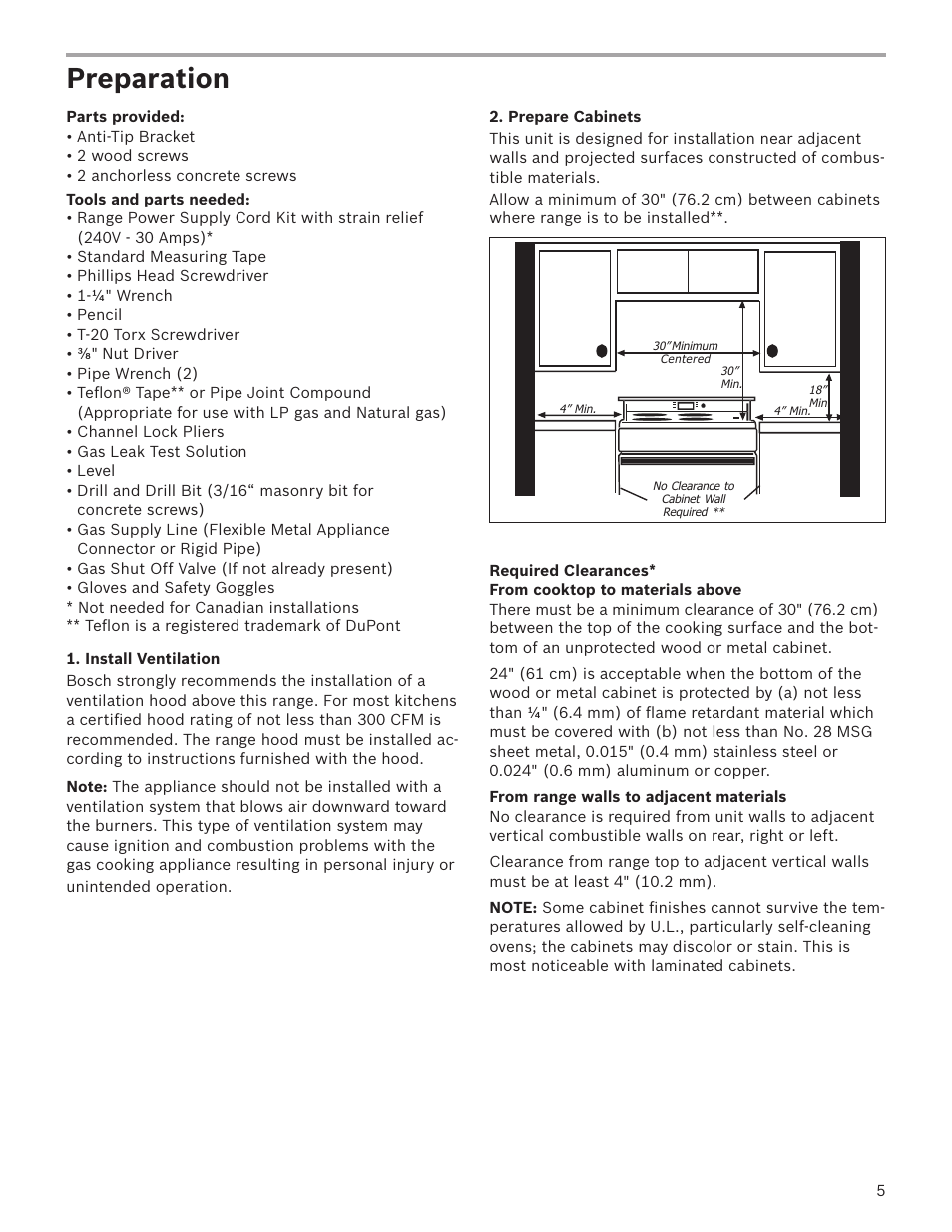 Preparation | Bosch HGS7282UC User Manual | Page 5 / 28